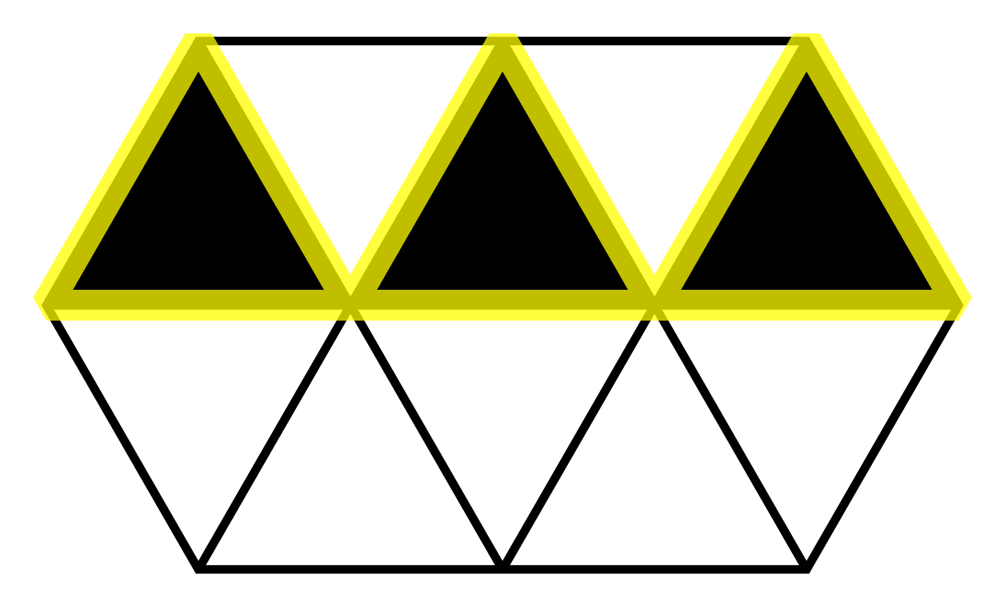 Tiling for Sample Input 1 with the warning tape highlighted in yellow